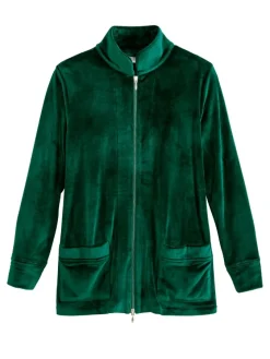 Women's Zip-Front Velour Bed Jacket