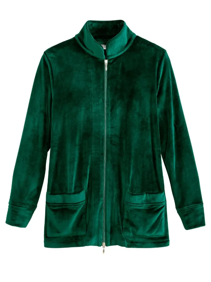 Women's Zip-Front Velour Bed Jacket
