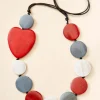 Wood Circle and Heart Adjustable Corded Necklace