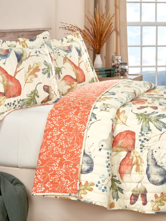 Woodland Friends Cotton Quilt or Pillow Sham