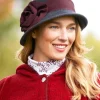 Wool Felt Cloche With Flower Accent