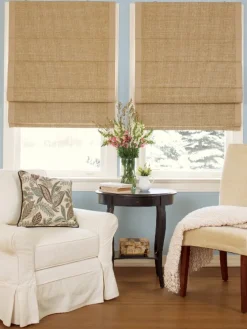 Woven Cane Paper Thermal Room-Darkening Cordless Roman Shade