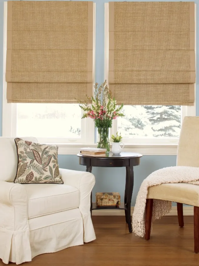 Woven Cane Paper Thermal Room-Darkening Cordless Roman Shade