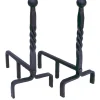 Wrought Iron Twisted Rope Andiron, Set of 2
