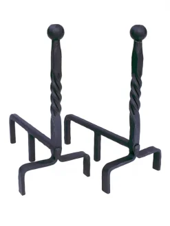 Wrought Iron Twisted Rope Andiron, Set of 2