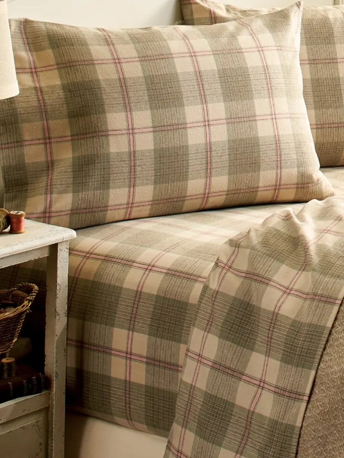 Yarn-Dyed Plaid Portuguese Cotton Flannel Sheet Set