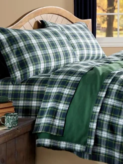 Yarn-Dyed Plaid Portuguese Cotton Flannel Sheet Set