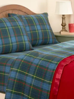 Yarn-Dyed Plaid Portuguese Cotton Flannel Sheet Set