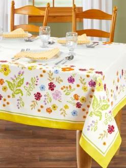 Yellow Floral Garden Party Cotton Tablecloth