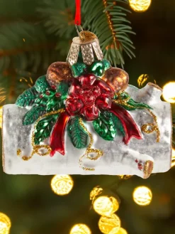 Yule Log Blown-Glass Christmas Ornament